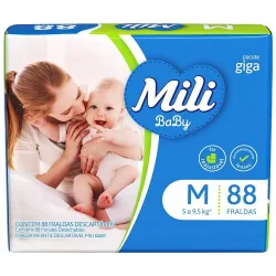 Fralda Descartável Mili Giga M Com 88 Unid