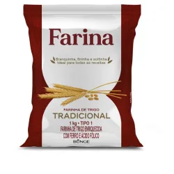 Farinha De Trigo Farina Pct 1kg Tipo 1 Tradicional